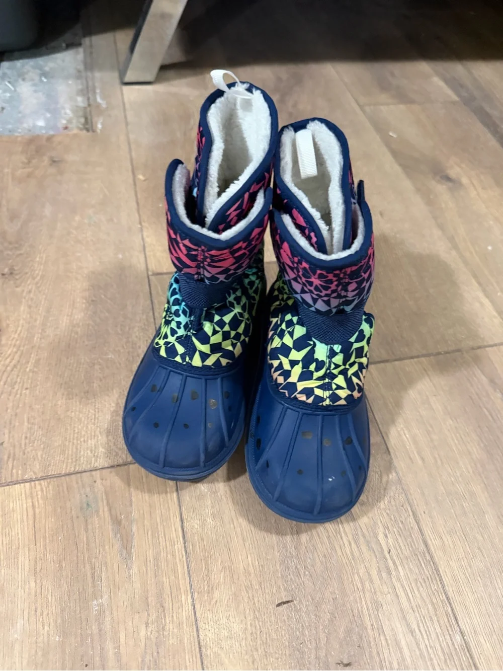 The Children's Place Navy Kids Winter Boots with Neon Pattern
